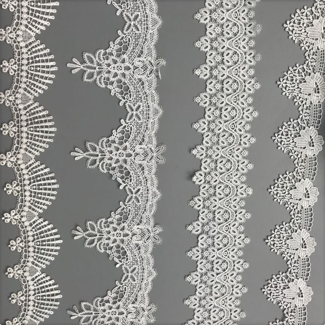 Cutwork Water Soluble White Polyester Lace Fabric for Lingerie Wholesa