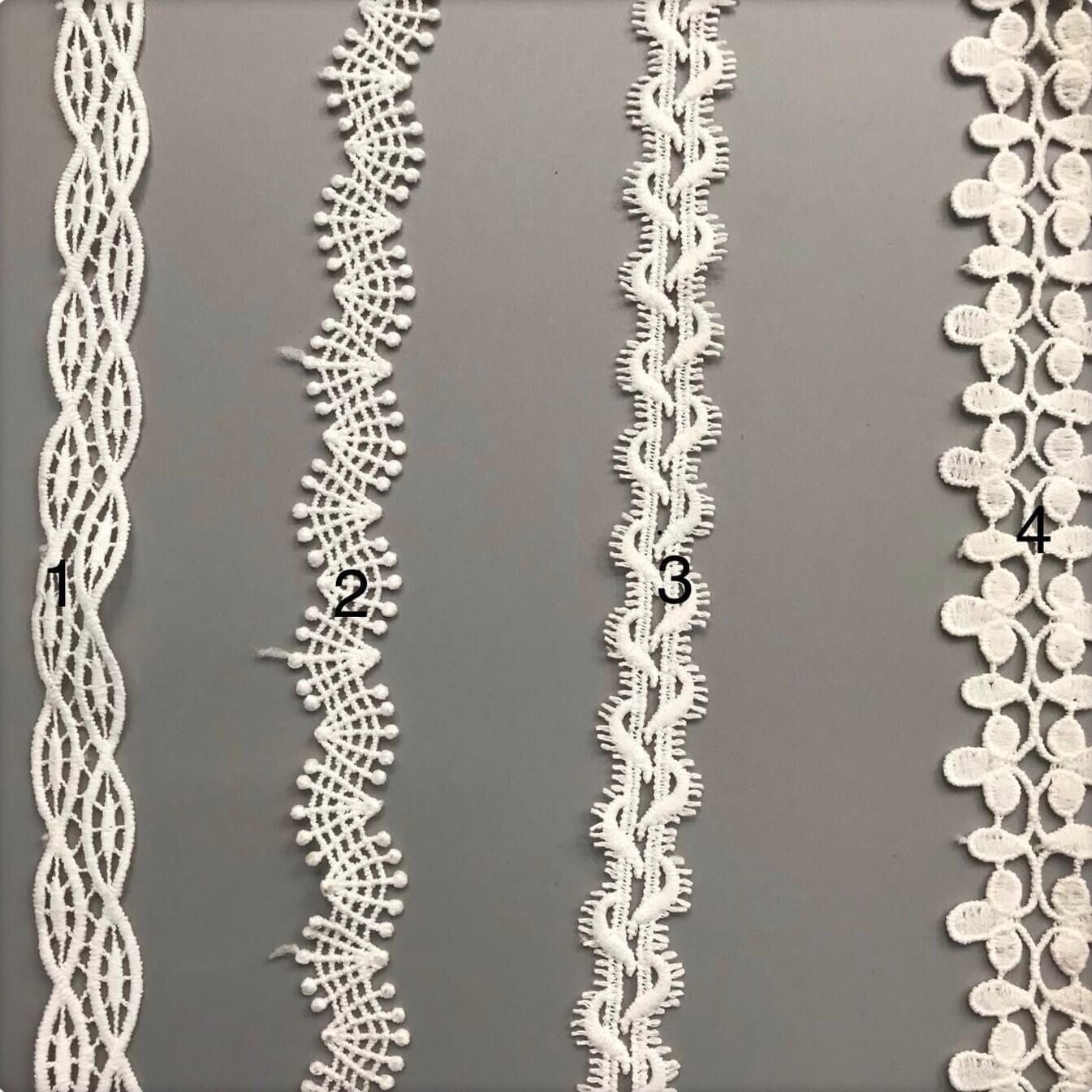 2CM Single Edge Lace Milk Silk Small Floral Polyester Lace Fabric for