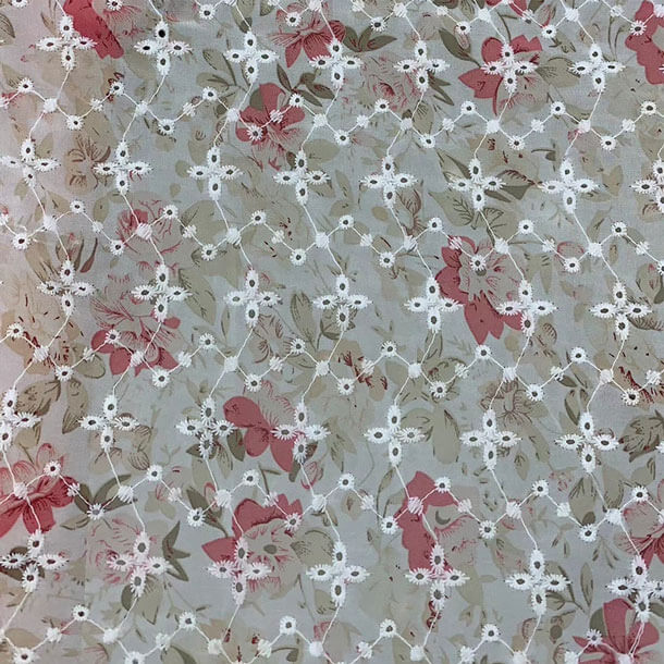 Embroidered Fabric Cutwork Dress Printed Lace Fabric for Women's Wear