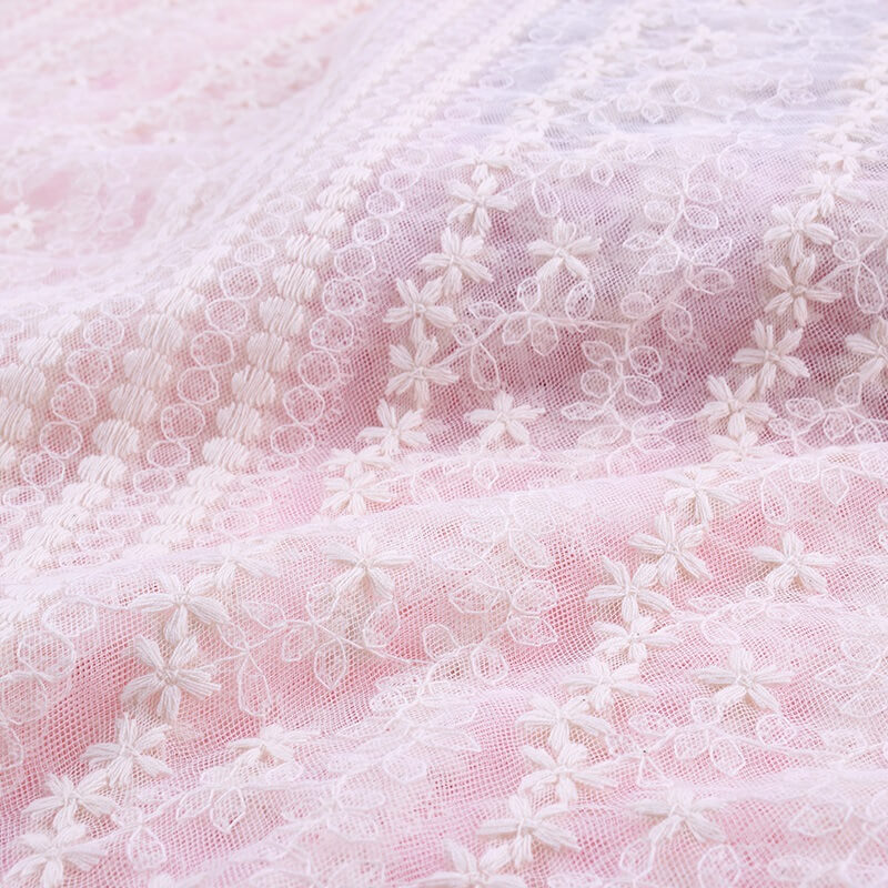 Embroidered Fabric Water Soluble Cotton Thread 100% Cotton Lace Fabric