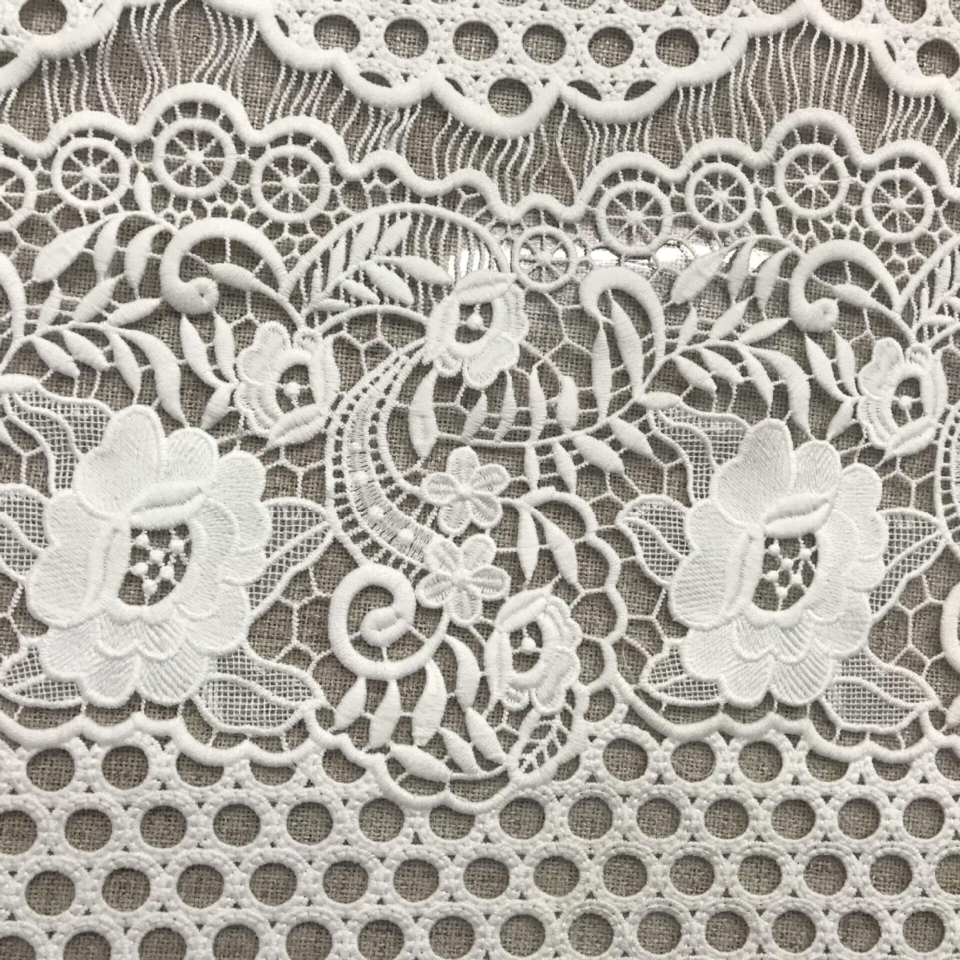 Lace Fabric Embroidered Fabric Milk Silk Polyester for Women's Wear Wh