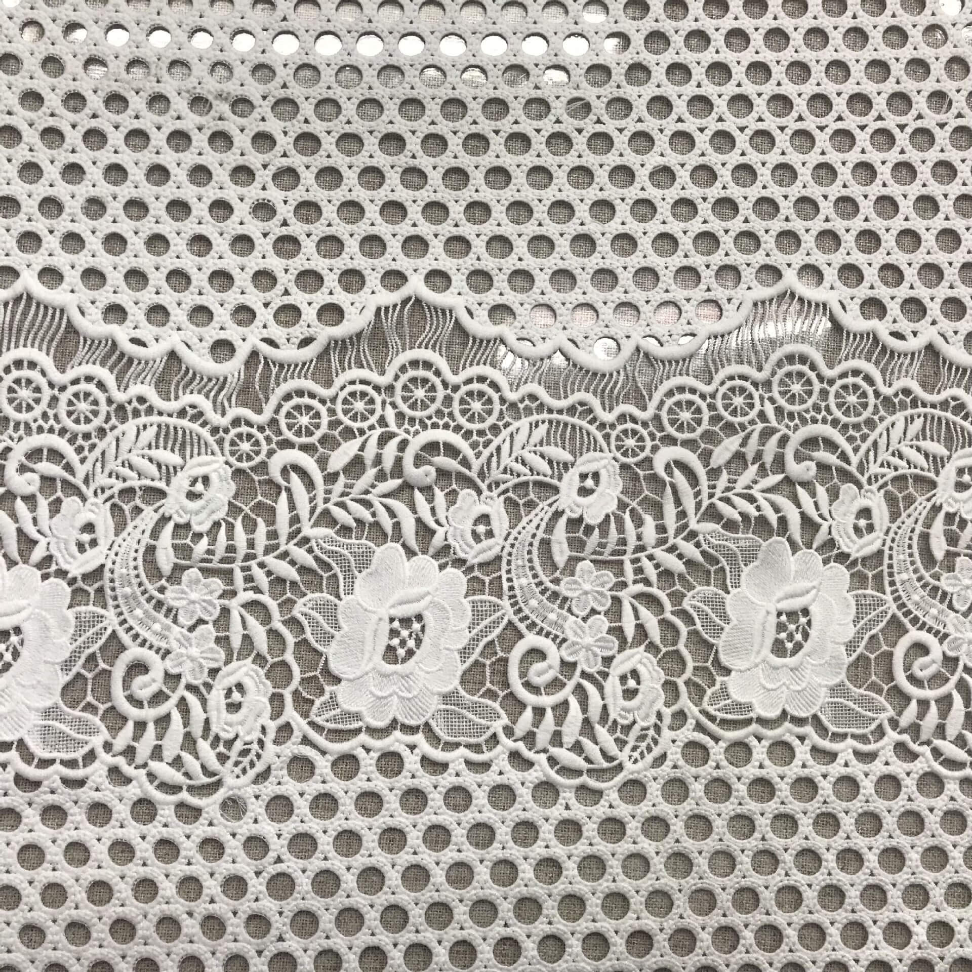 Lace Fabric Embroidered Fabric Milk Silk Polyester for Women's Wear Wh