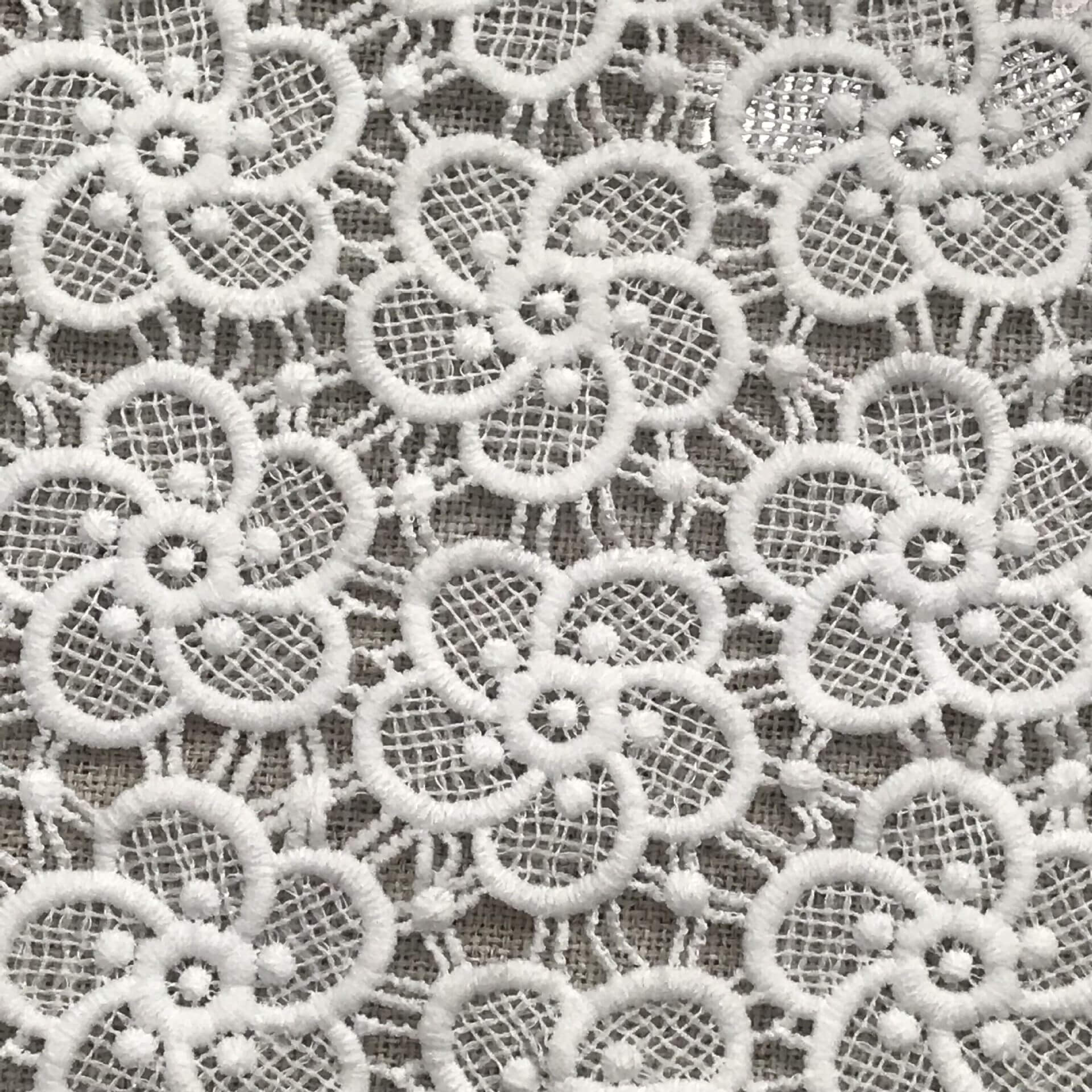 Lace Fabric Embroidered Fabric Milk Silk Polyester for Women's Wear Wh