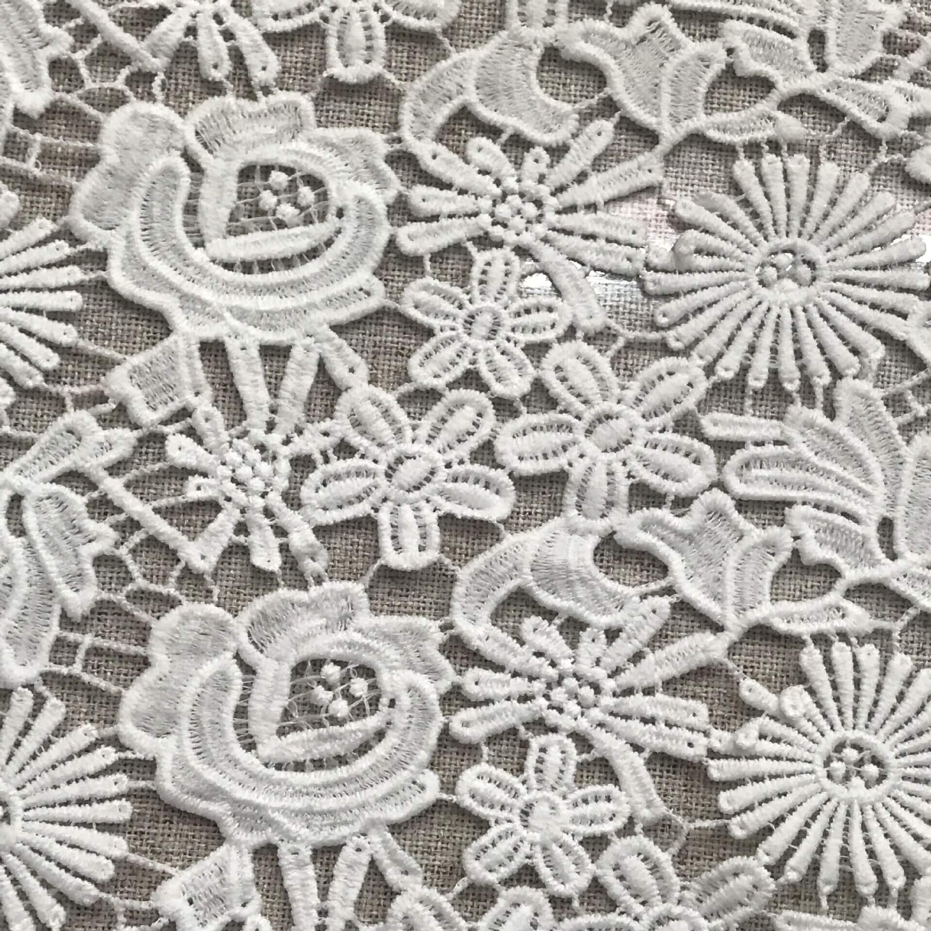 Lace Fabric Embroidered Fabric Milk Silk Polyester for Women's Wear Wh