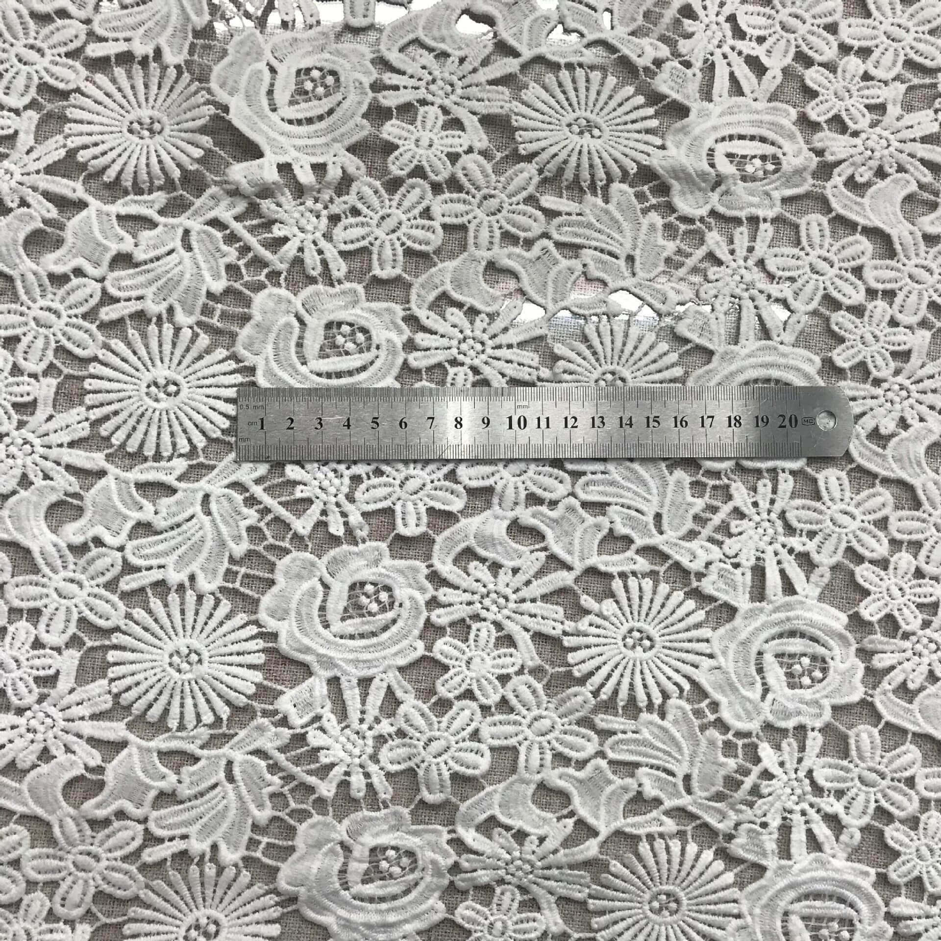 Lace Fabric Embroidered Fabric Milk Silk Polyester for Women's Wear Wh