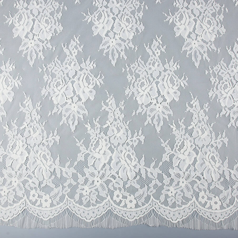 Lace Fabric Eyelash Black Nylon Warp Knit for Bridal Wholesale Supplie