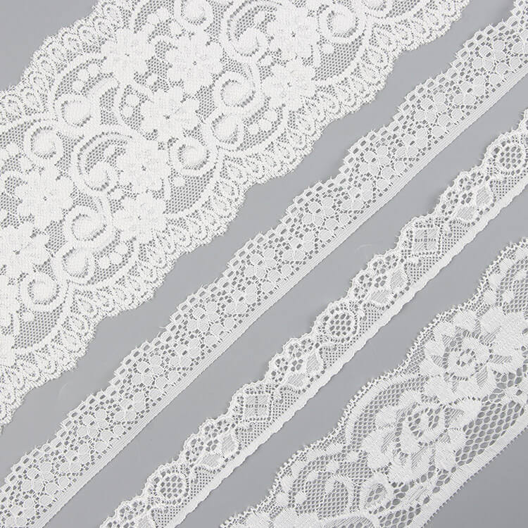 Lace Trim Cutwork Bridal Nylon Warp Knit Lace Fabric for Women's Wear
