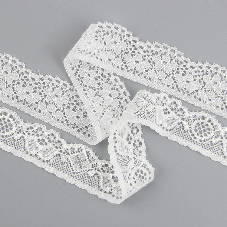 Lace Trim Cutwork Bridal Nylon Warp Knit Lace Fabric for Women's Wear