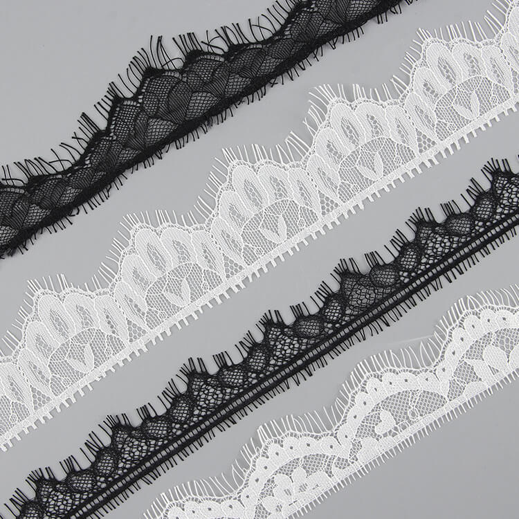 Lace Trim Stretch Lace Eyelash Lace Nylon Warp Knit Lace Fabric for Wo