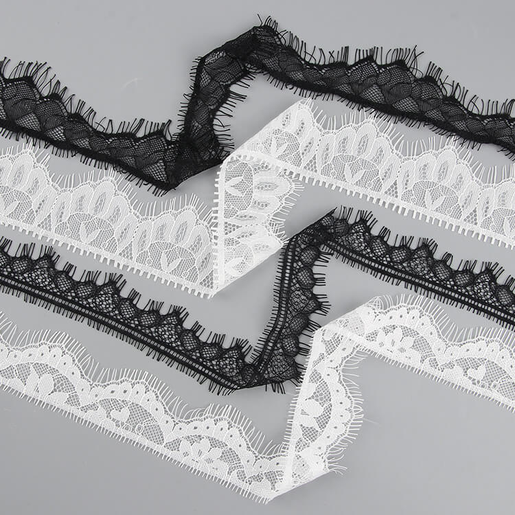 Lace Trim Stretch Lace Eyelash Lace Nylon Warp Knit Lace Fabric for Wo