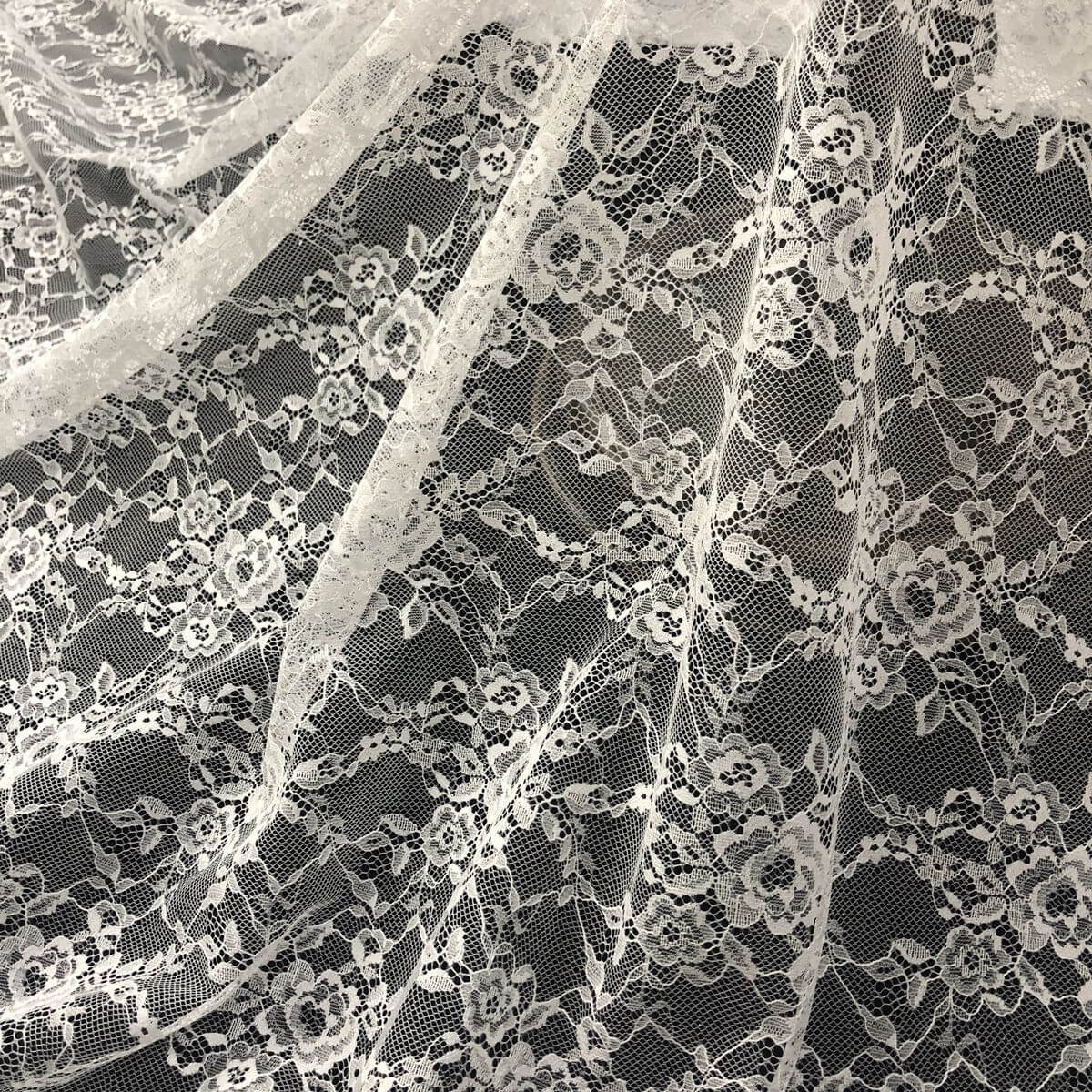 Lace Fabric Small Floral White Nylon for Bridal Wholesale Supplier