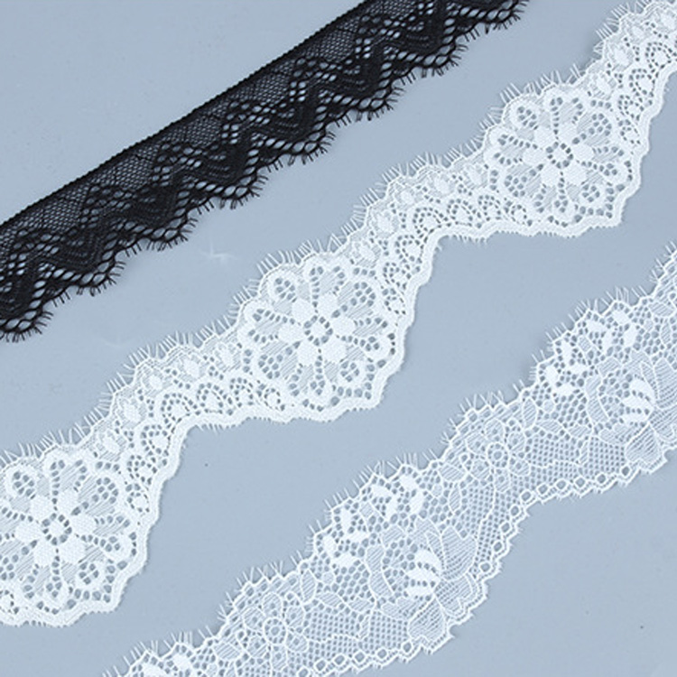 Lace Trim Eyelash Lace Small Floral Nylon Warp Knit Lace Fabric for Ap