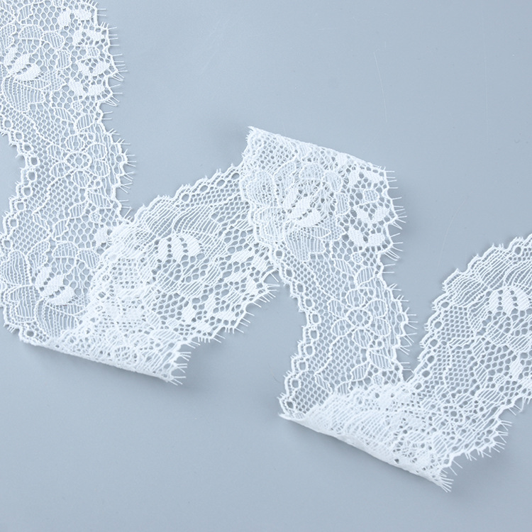 Lace Trim Eyelash Lace Small Floral Nylon Warp Knit Lace Fabric for Ap