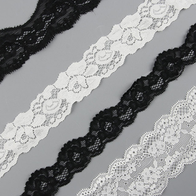 Lace Trim Stretch Lace White Nylon Warp Knit Lace Fabric for Apparel W