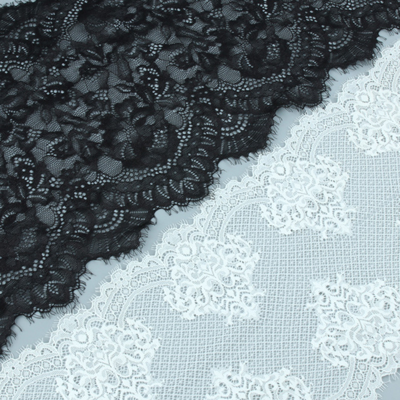 Lace Trim Eyelash Lace Large Floral Nylon Warp Knit Lace Fabric for Li