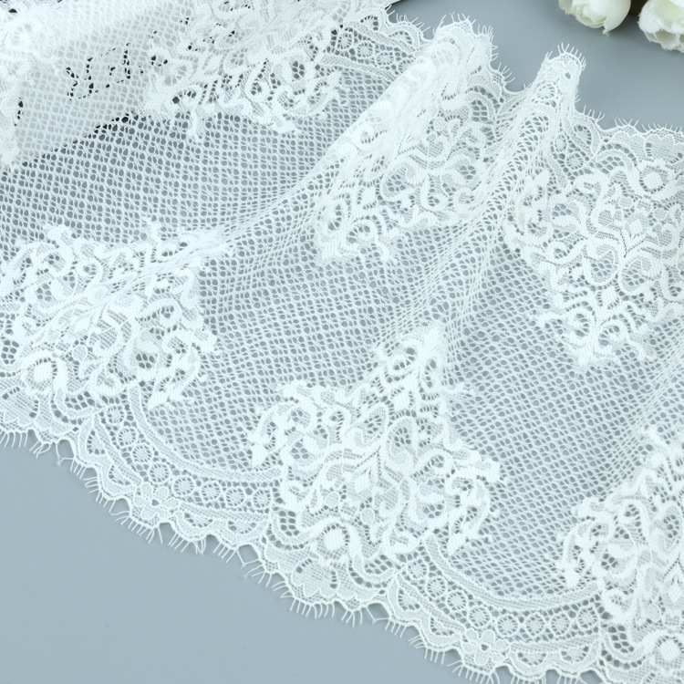 Lace Trim Eyelash Lace Large Floral Nylon Warp Knit Lace Fabric for Li