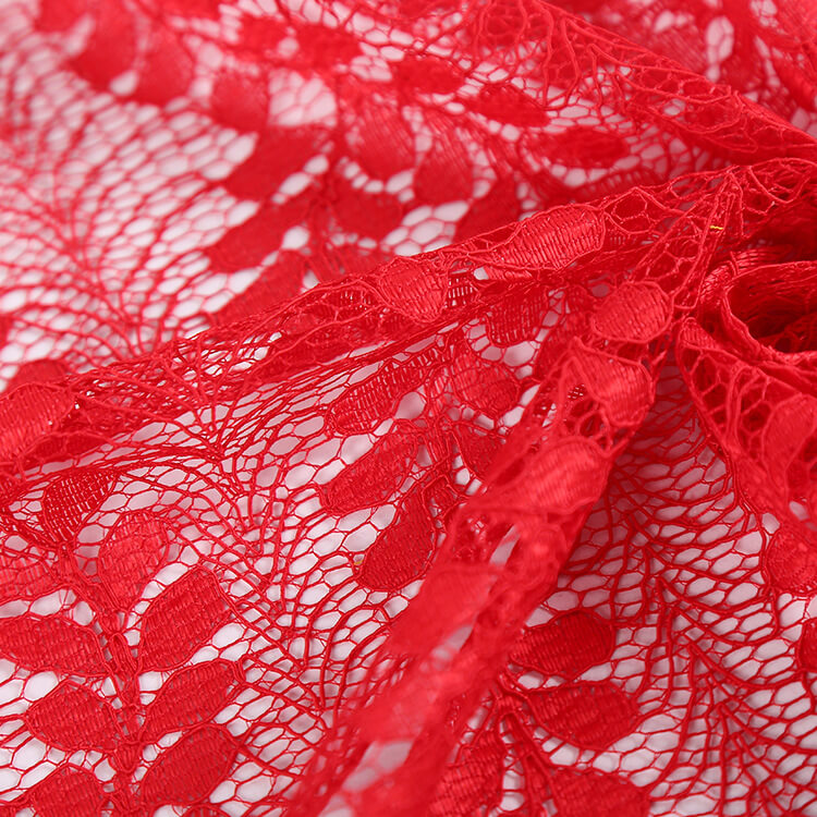 Dress Cutwork Dyed Polyester Warp Knit Lace Fabric for Women's Wear Wh