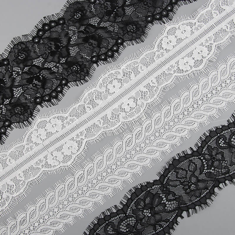 Lace Trim Eyelash Bridal Nylon Lace Fabric for Women's Wear Wholesale