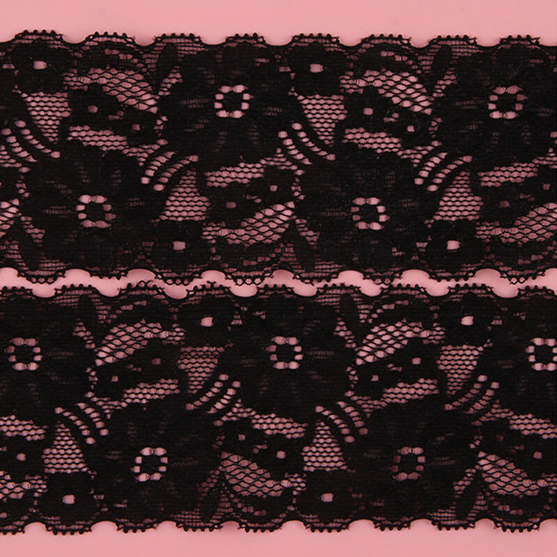 Lace Trim Black Nylon Warp Knit Lace Fabric for Apparel Wholesale Supp