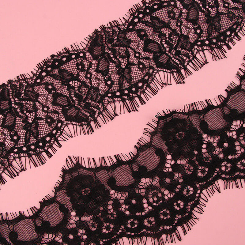 Lace Trim Cuff Lace Eyelash Nylon Warp Knit Lace Fabric for Lingerie W