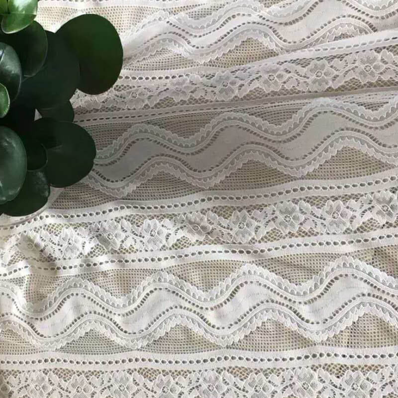 Lace Trim Women's Nylon Warp Knit Lace Fabric for Women's Wear Wholesa