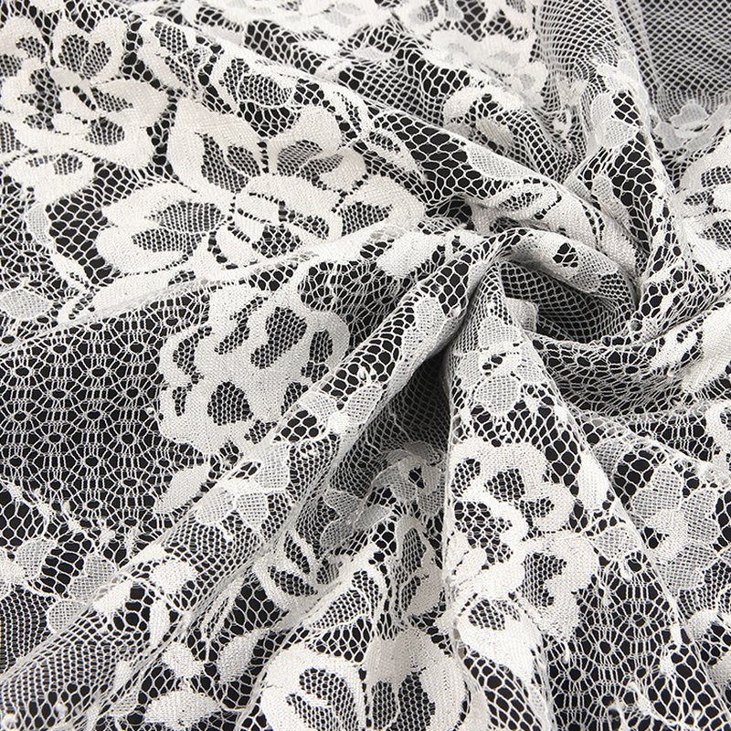 All-Over White Nylon Lace Fabric Wholesale Supplier