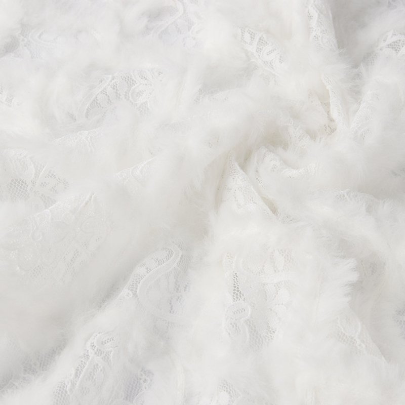 Lace Fabric Feather White Brushed for Bridal Wholesale Supplier