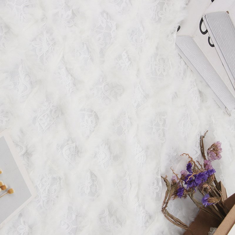 Lace Fabric Feather White Brushed for Bridal Wholesale Supplier