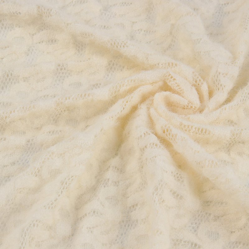Lace Fabric Feather Beige Nylon Warp Knit for Women's Wear Wholesale S