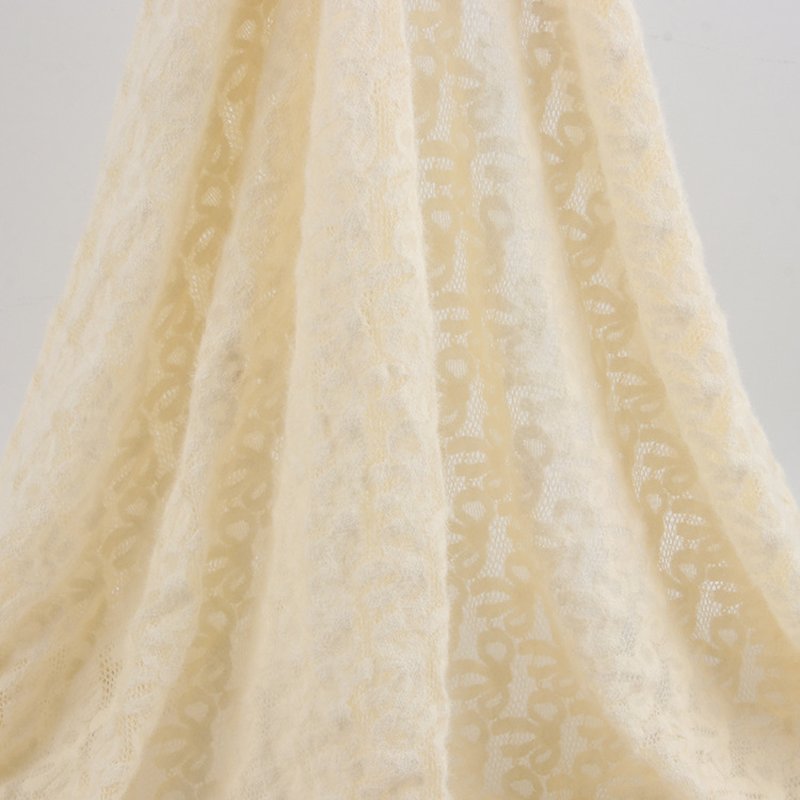 Lace Fabric Feather Beige Nylon Warp Knit for Women's Wear Wholesale S
