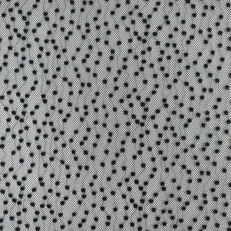 Lace Fabric Polka Dot Black Polyester Warp Knit for Lingerie Wholesale