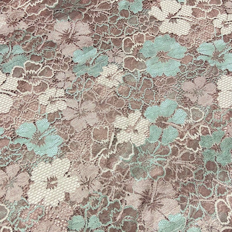 Lace Trim Embroidered Fabric Floral Polyester Lace Fabric for Women's