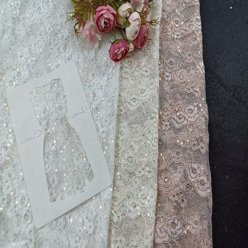 Sequin Women's Lace Trim Lace Fabric for Women's Wear Wholesale Suppli