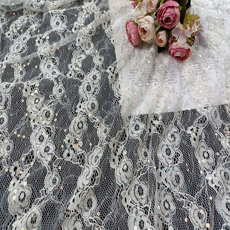 Sequin Women's Lace Trim Lace Fabric for Women's Wear Wholesale Suppli