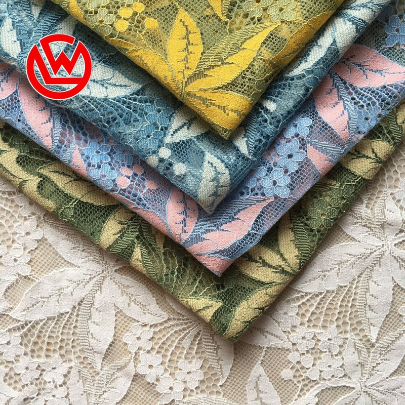 Lace Trim Stretch Lace Maple Leaf Nylon Warp Knit Lace Fabric for Wome