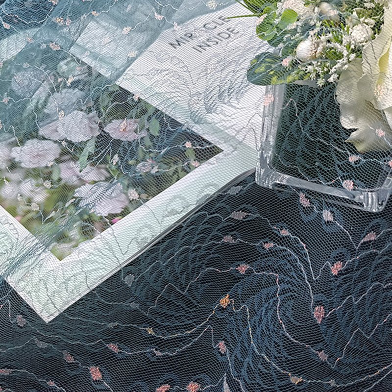 Lace Fabric Scallop Edge Peacock Polyester Foil for Bridal Wholesale S 11