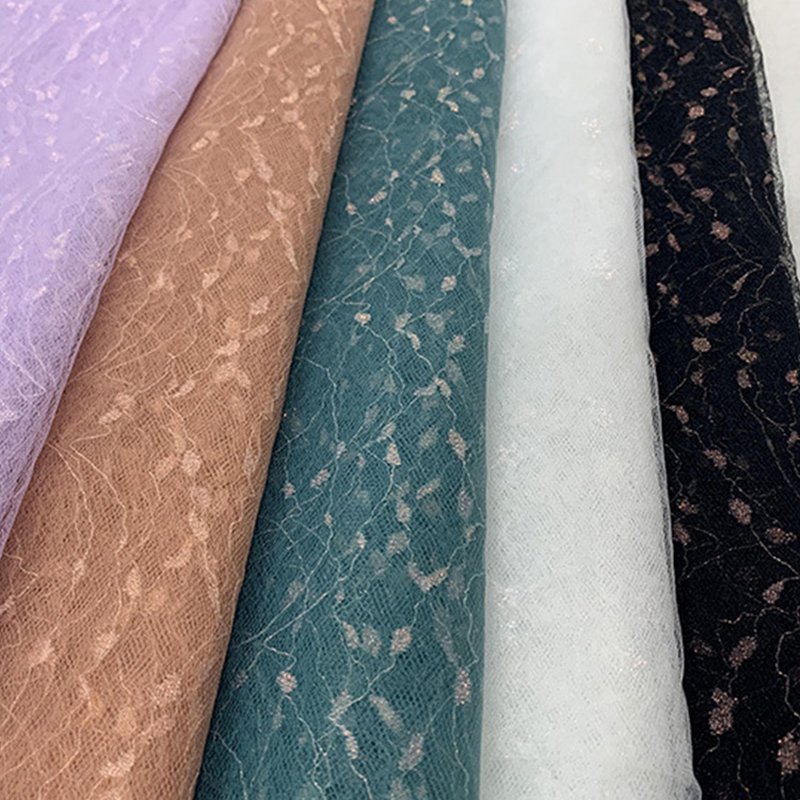 Lace Fabric Scallop Edge Peacock Polyester Foil for Bridal Wholesale S 12