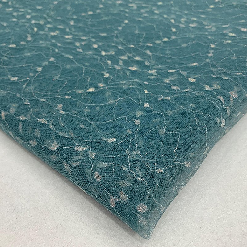 Lace Fabric Scallop Edge Peacock Polyester Foil for Bridal Wholesale S 4
