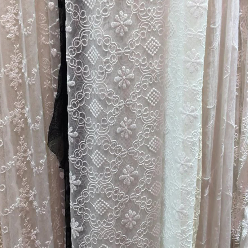 Lace Trim Embroidered Lace Geometric Polyester Lace Fabric for Women's