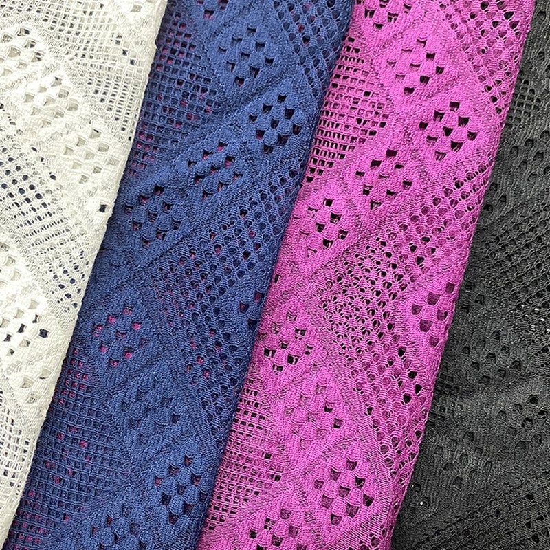 Lace Fabric Dress Geometric Nylon Warp Knit for Women's Wear Wholesale