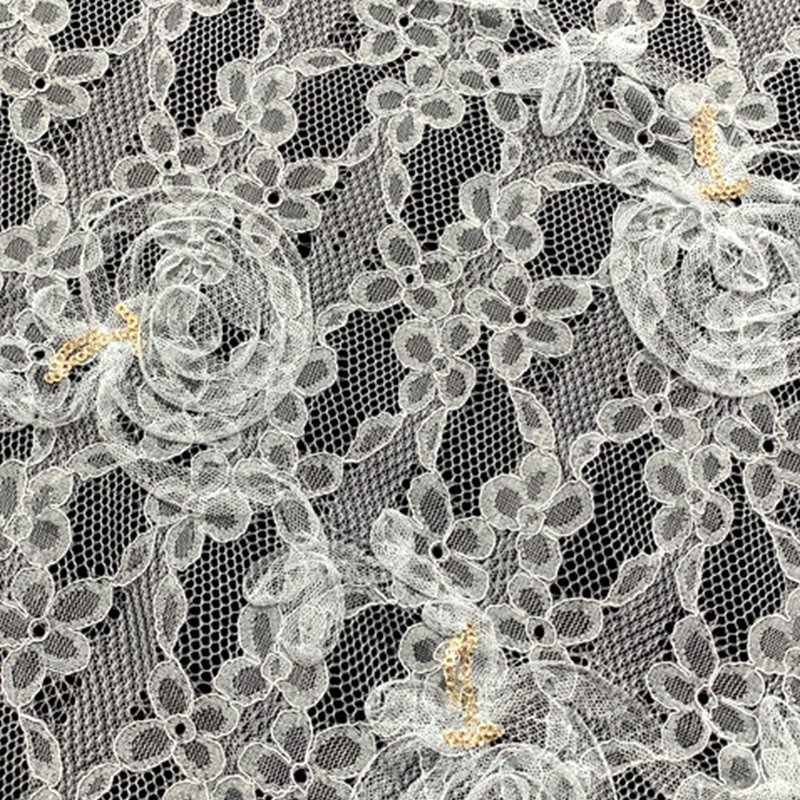 Embroidered Fabric Couching Polyester Lace Fabric for Women's Wear Who 10