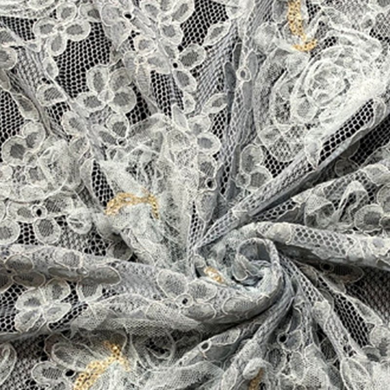 Embroidered Fabric Couching Polyester Lace Fabric for Women's Wear Who 11