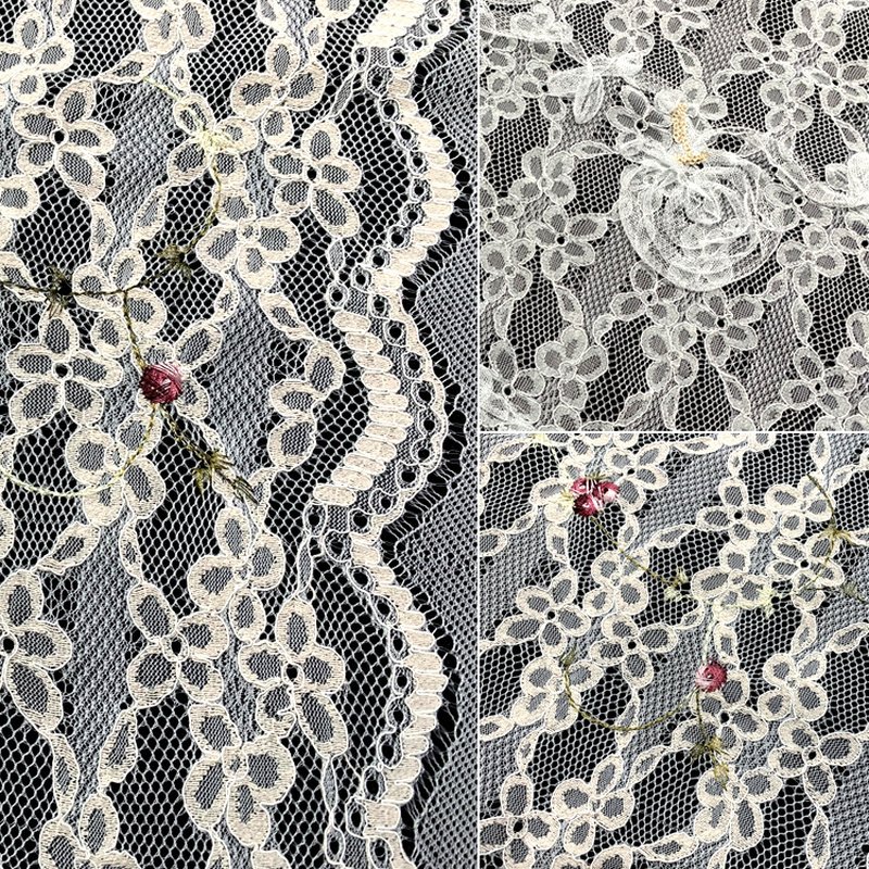 Embroidered Fabric Couching Polyester Lace Fabric for Women's Wear Who 12