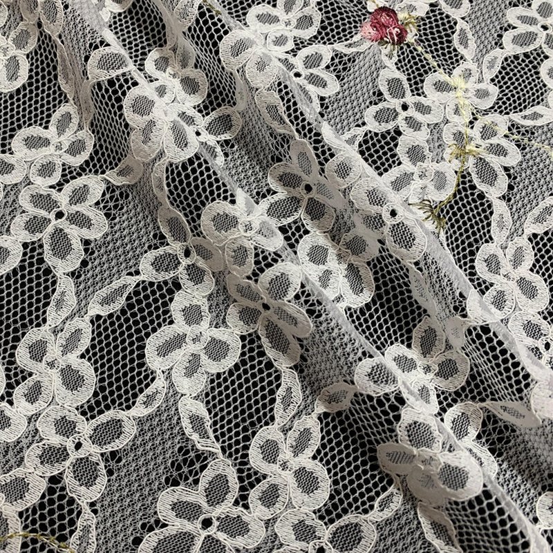 Embroidered Fabric Couching Polyester Lace Fabric for Women's Wear Who 14