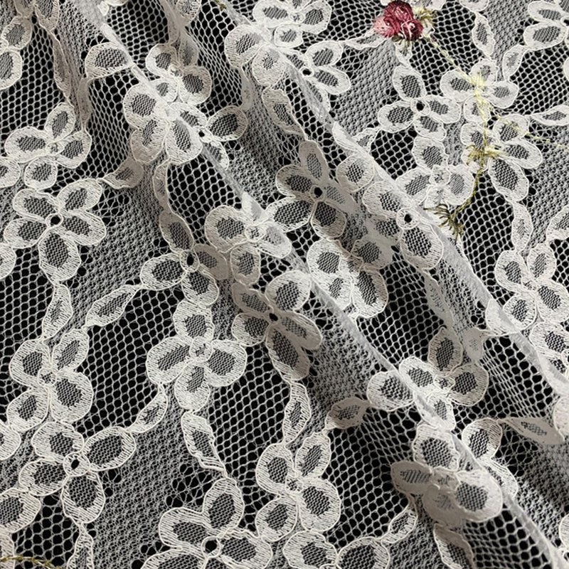 Embroidered Fabric Couching Polyester Lace Fabric for Women's Wear Who 3