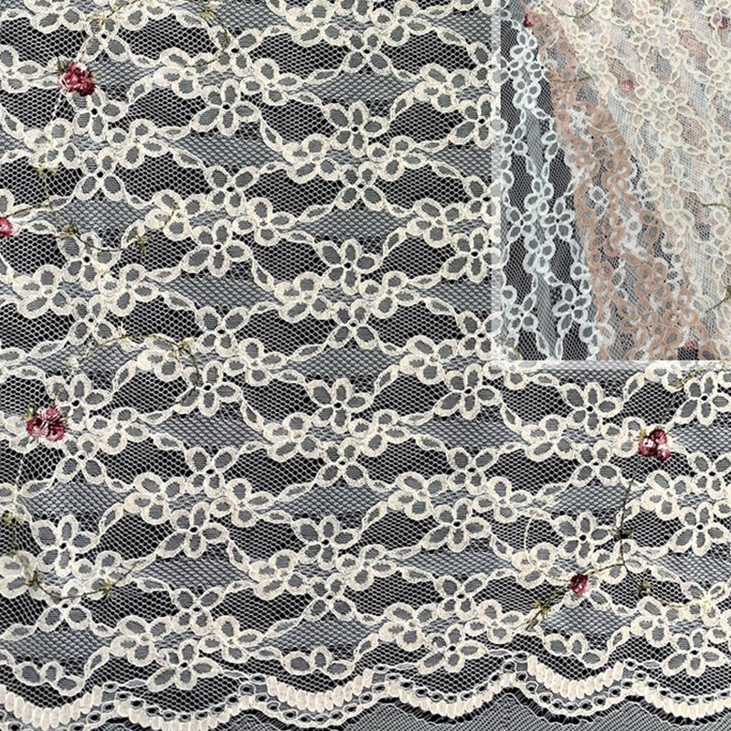 Embroidered Fabric Couching Polyester Lace Fabric for Women's Wear Who 5