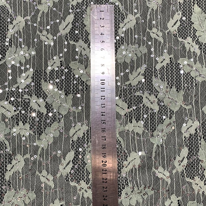 Leaf Sequin Iridescent Polyester Lace Fabric Wholesale Supplier 7