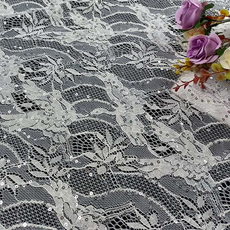 Dress Sequin Bright Polyester Lace Fabric for Women's Wear Wholesale S