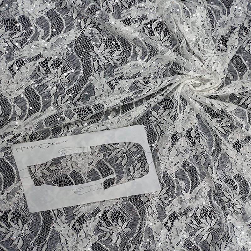 Dress Sequin Bright Polyester Lace Fabric for Women's Wear Wholesale S