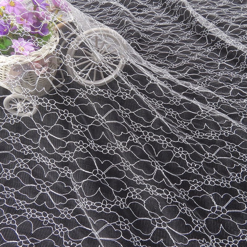 Lace Trim Floral Bridal Nylon Warp Knit Lace Fabric for Bridal Wholesa